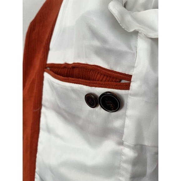 Studio Suits Burnt Orange 4 Button Corduroy Blazer Retro Tailored Fall Jacket - Picture 8 of 16